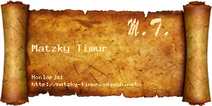 Matzky Timur névjegykártya